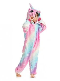 Unicorn Onesie Costume For Kids With Rainbow Star Pajamas