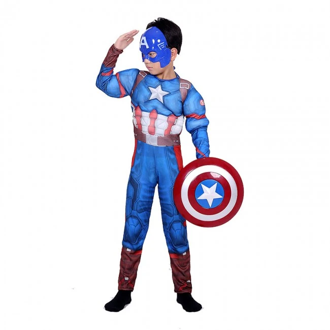 Captain America Cosplay Suit With Shield Kids Costume 1 Captain America Cosplay Suit With Shield Kids Costume