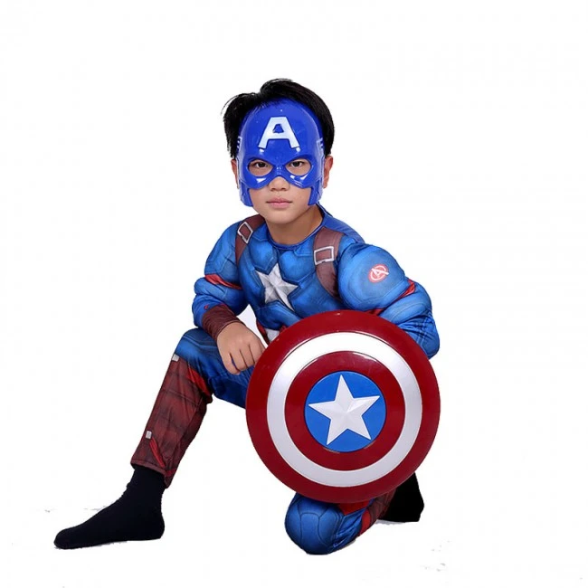Captain America Cosplay Suit With Shield Kids Costume 2 Captain America Cosplay Suit With Shield Kids Costume - Image 2