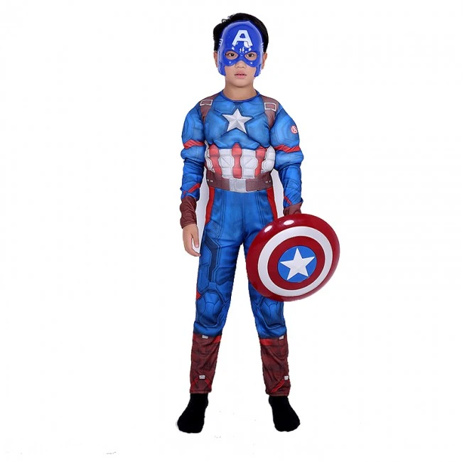 Captain America Cosplay Suit With Shield Kids Costume 3 Captain America Cosplay Suit With Shield Kids Costume - Image 3