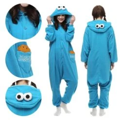 Cookie Monster Onesie Pajamas Costume -Halloween Costume For Kids Cheap Store cookie monster onesie 0