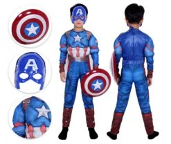 Captain America Cosplay Suit With Shield Kids Costume 8 Captain America Cosplay Suit With Shield Kids Costume -Halloween Costume For Kids Cheap Store halloween captain america cosplay suit 1