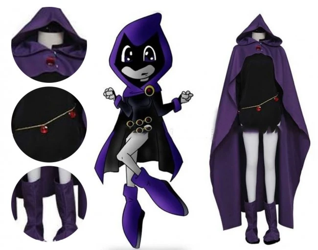 Teen Titans Raven Costume Cosplay For Kids And Adult 3 Teen Titans Raven Costume Cosplay For Kids And Adult - Image 3